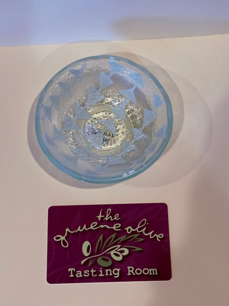 Hand blown glass/ hand painted Dish 9cm x 4cm