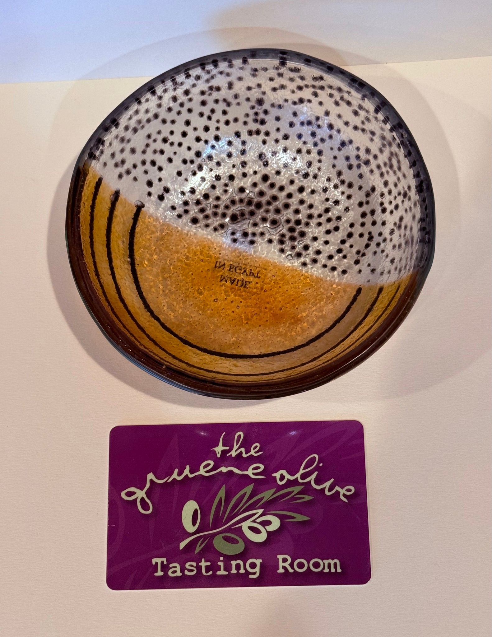 Hand blown glass / hand painted Dish 12cm X 5cm