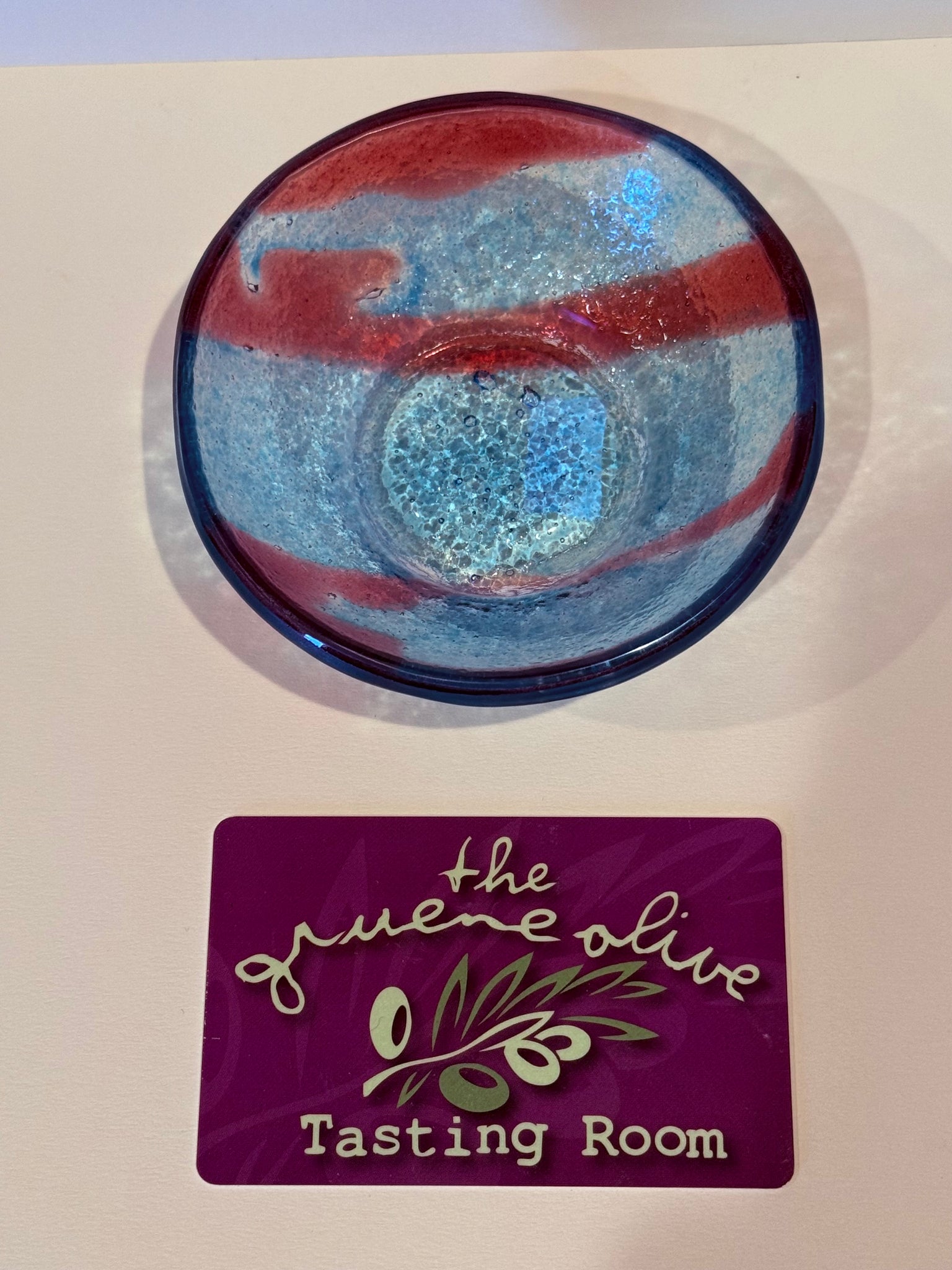 Hand blown glass/ Hand painted Dish 9cmx4cm